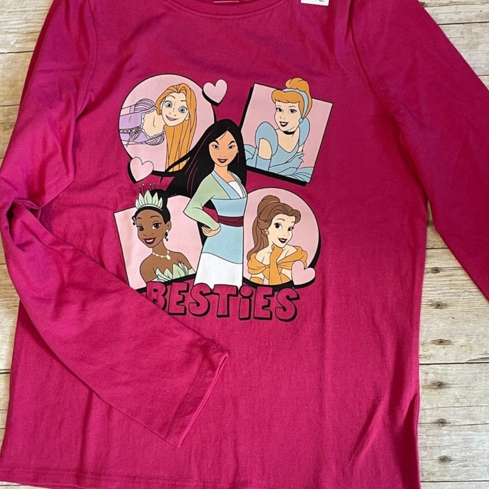NWT Disney Besties Long Sleeve Pink Top Size 10 Girls Princesses